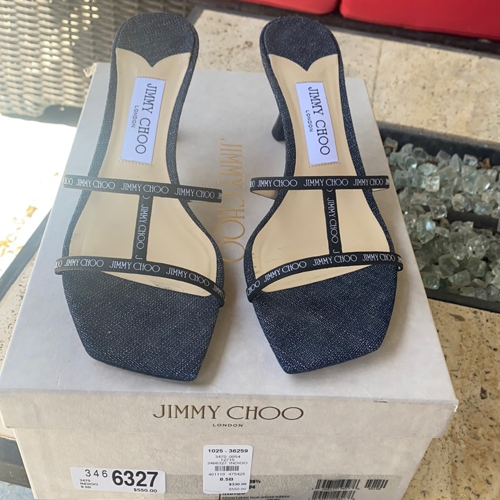 Jimmy Choo Black Denim Heeled Sandals